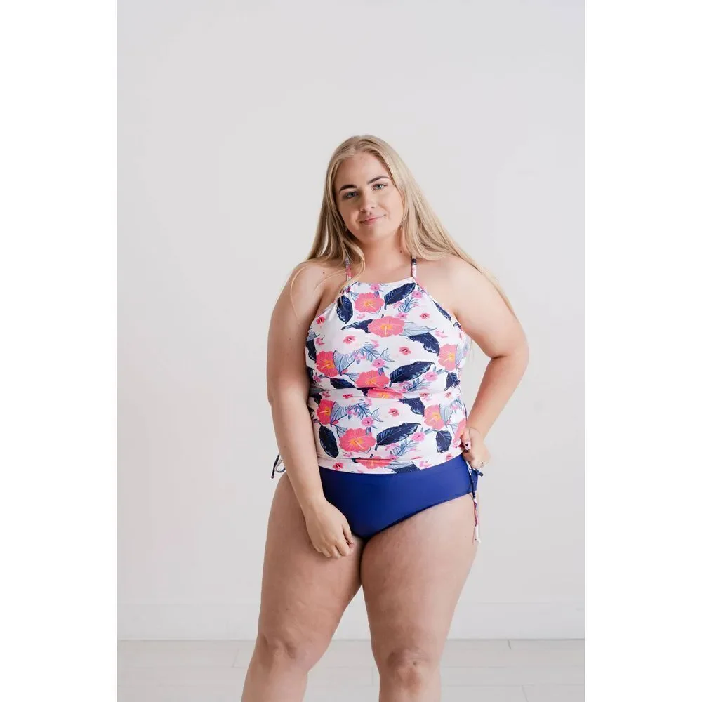 NWT Set Women's Tankini Floral Top & Midrise Brief Bikini Bottom Swimsuit